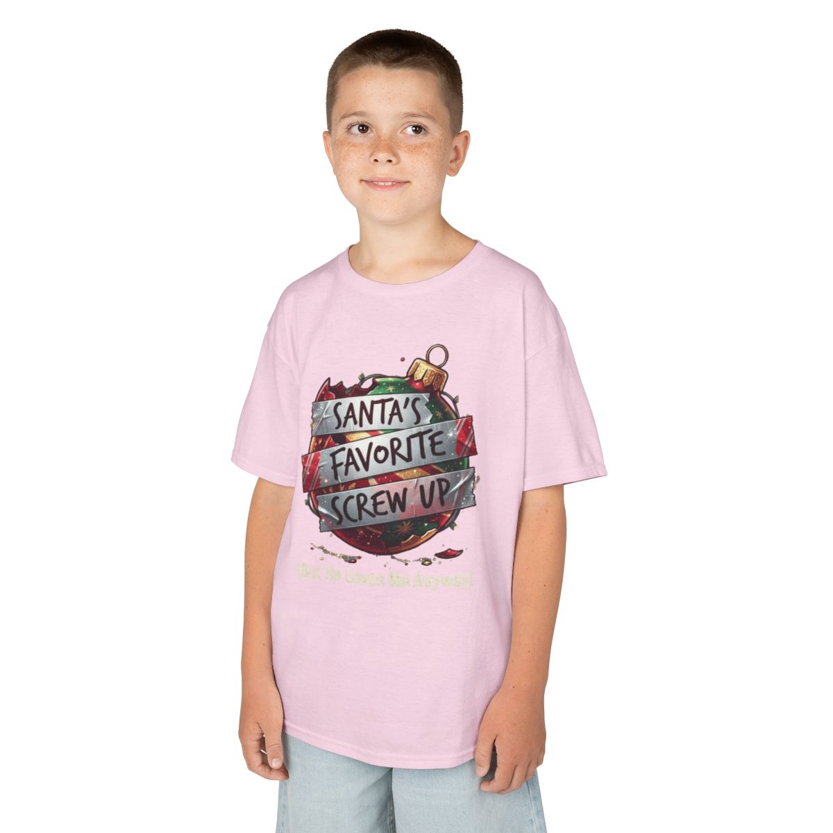 Color: Light Pink | Santa's Favorite Screw Up Kids Tee