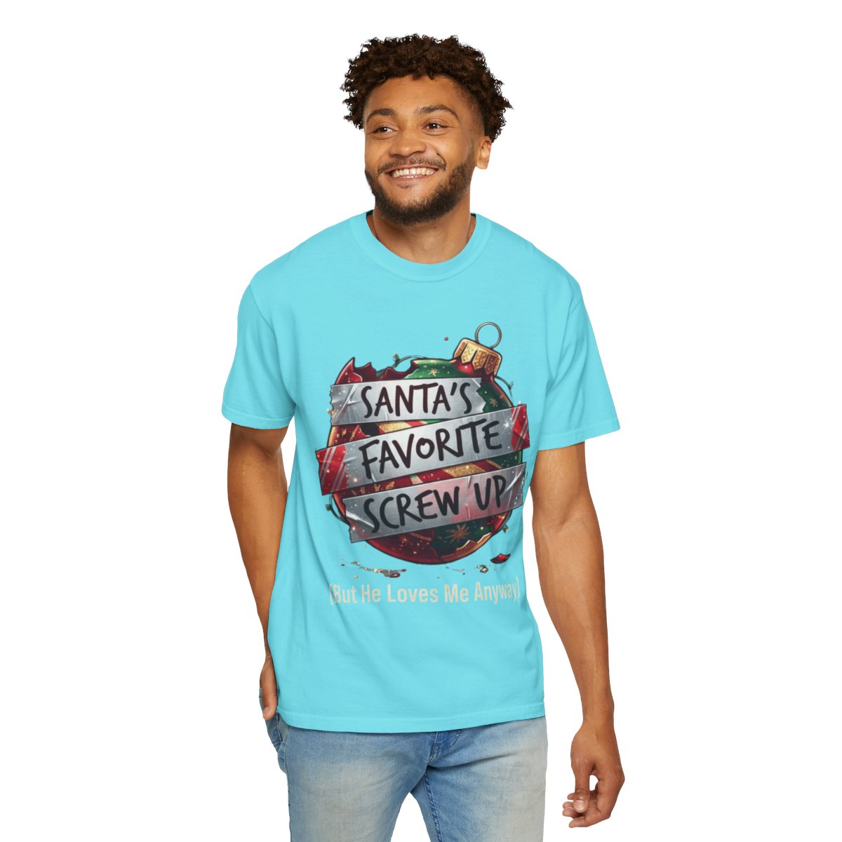 Color: Lagoon Blue | Santa's Favorite Screw Up Unisex Garment-Dyed Tee