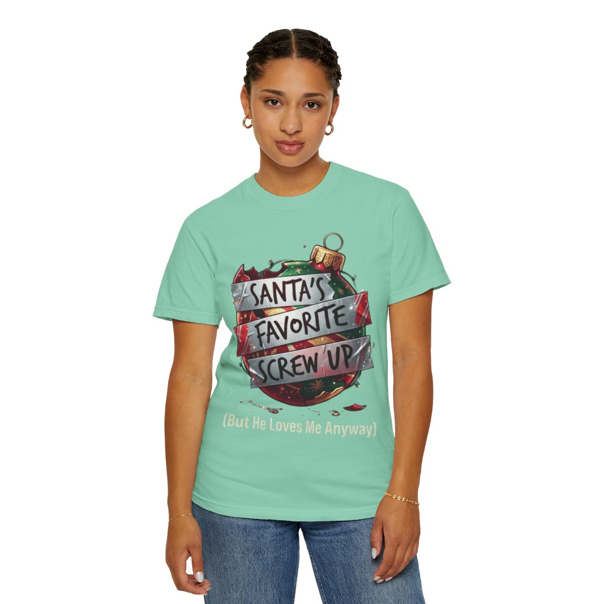 Color: Island Reef | Santa's Favorite Screw Up Unisex Garment-Dyed Tee
