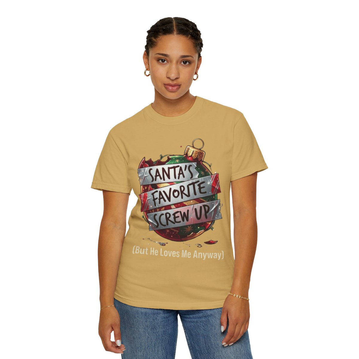 Color: Mustard | Santa's Favorite Screw Up Unisex Garment-Dyed Tee