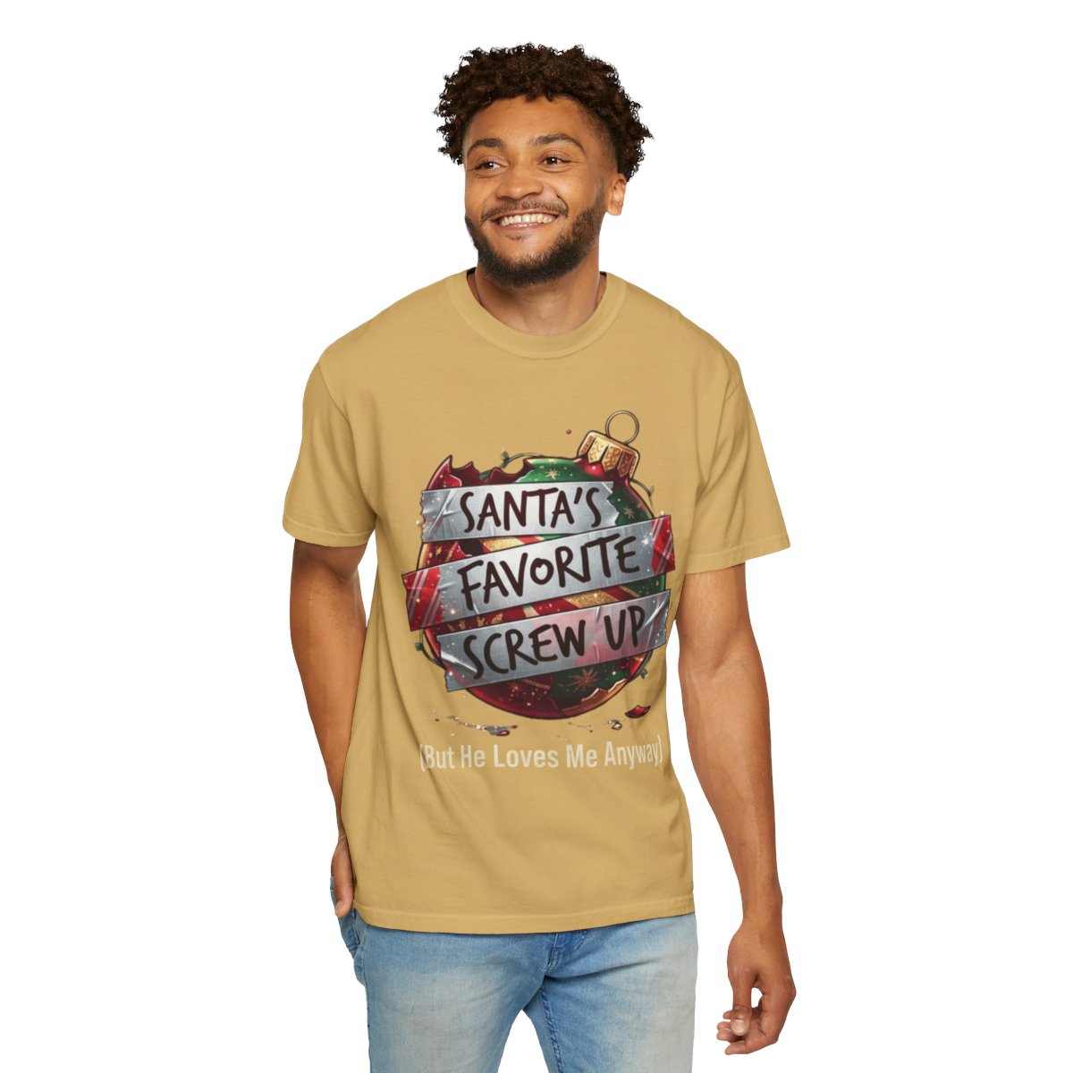 Color: Mustard | Santa's Favorite Screw Up Unisex Garment-Dyed Tee