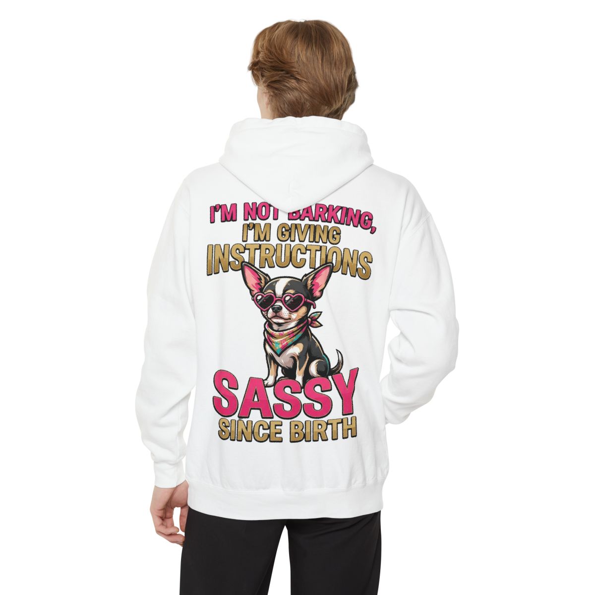 Color: White | Sassy Since Birth Garment-Dyed Hoodie