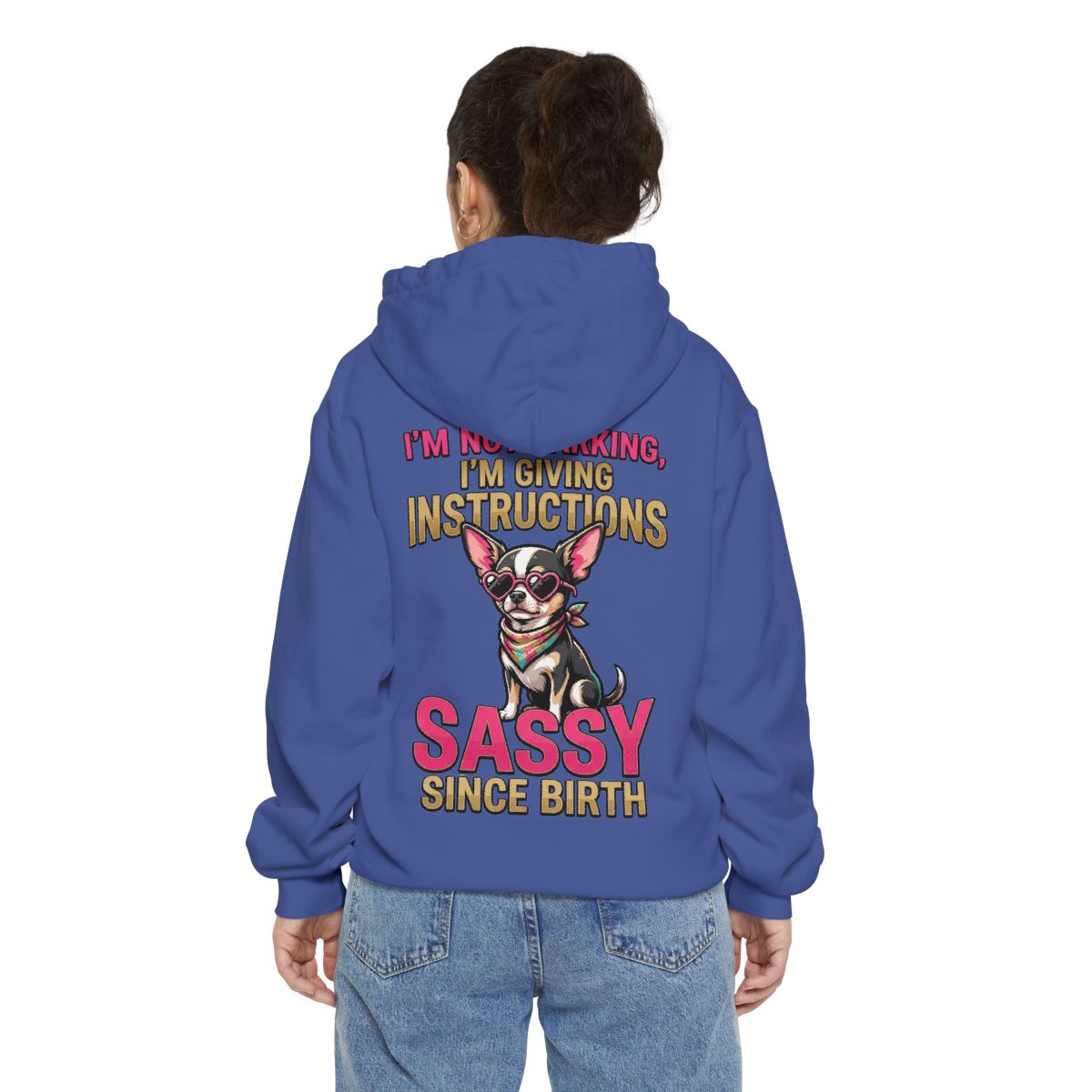 Color: Flo Blue | Sassy Since Birth Garment-Dyed Hoodie