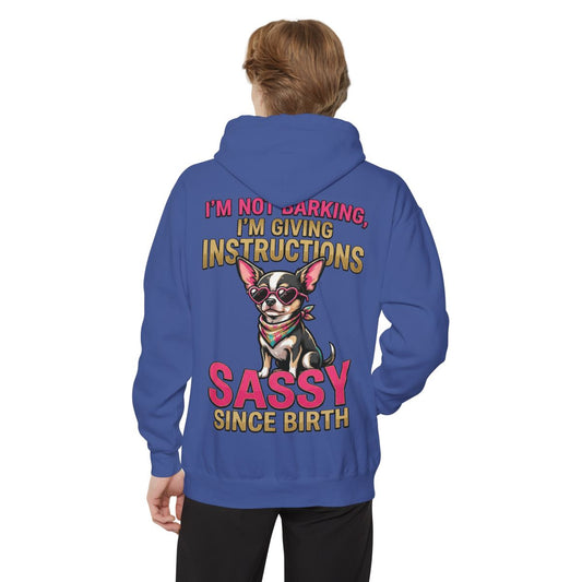 Color: Flo Blue | Sassy Since Birth Garment-Dyed Hoodie