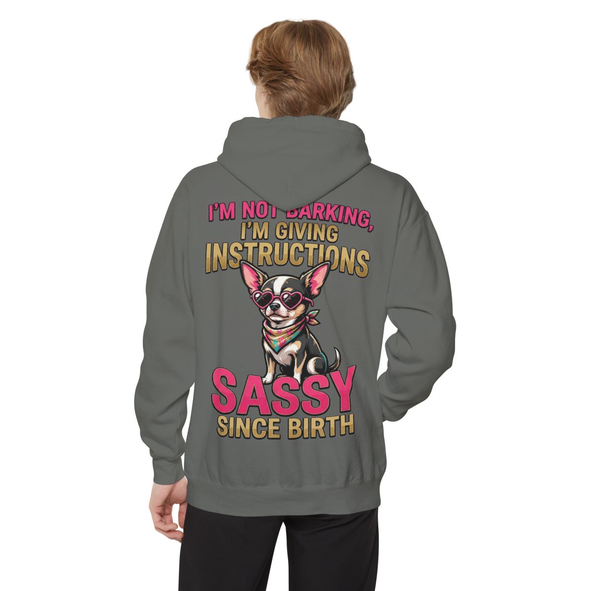 Color: Grey | Sassy Since Birth Garment-Dyed Hoodie