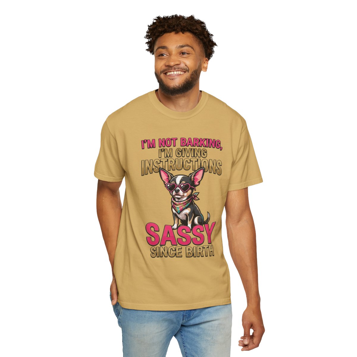Color: Mustard | Sassy Since Birth Unisex Garment-Dyed Tee