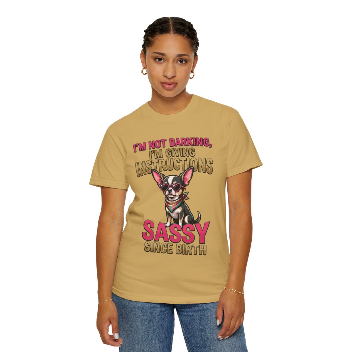 Color: Mustard | Sassy Since Birth Unisex Garment-Dyed Tee
