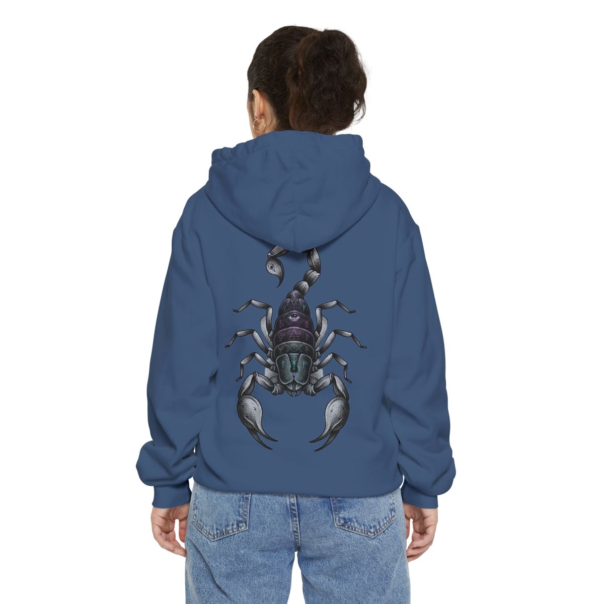 Color: True Navy | Scorpio The Mystical Scorpion Garment-Dyed Hoodie
