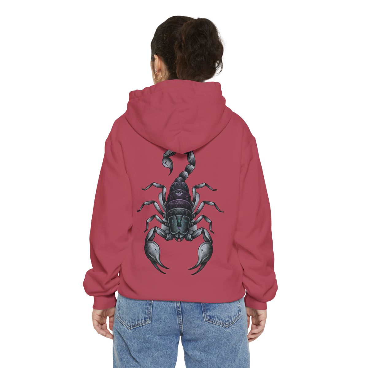 Color: Crimson | Scorpio The Mystical Scorpion Garment-Dyed Hoodie