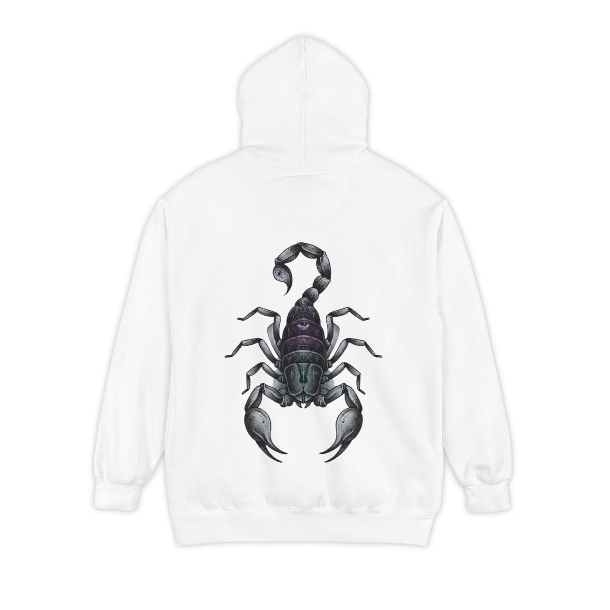 Color: White | Scorpio The Mystical Scorpion Garment-Dyed Hoodie