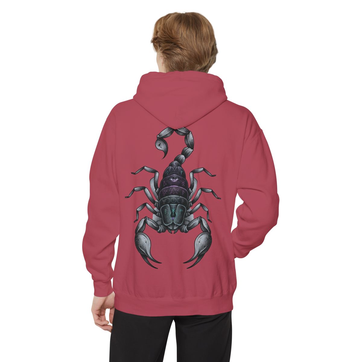 Color: Crimson | Scorpio The Mystical Scorpion Garment-Dyed Hoodie