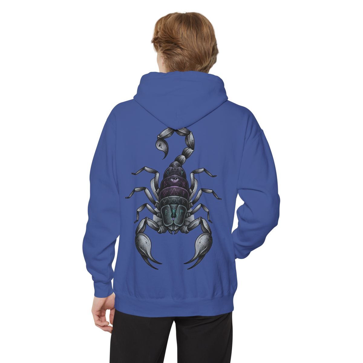 Color: Flo Blue | Scorpio The Mystical Scorpion Garment-Dyed Hoodie