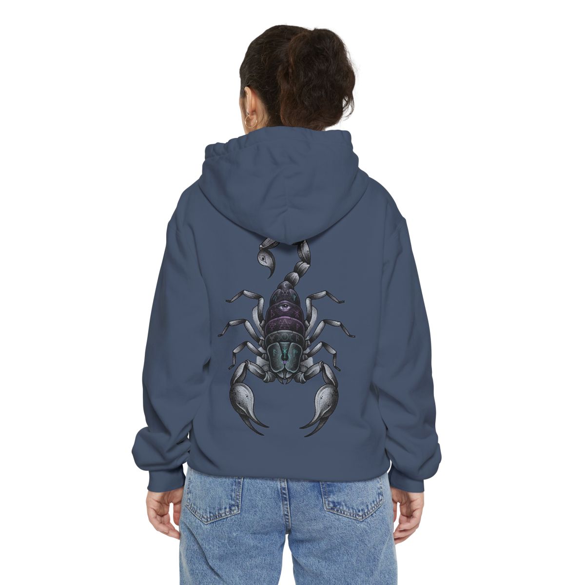 Color: Denim | Scorpio The Mystical Scorpion Garment-Dyed Hoodie