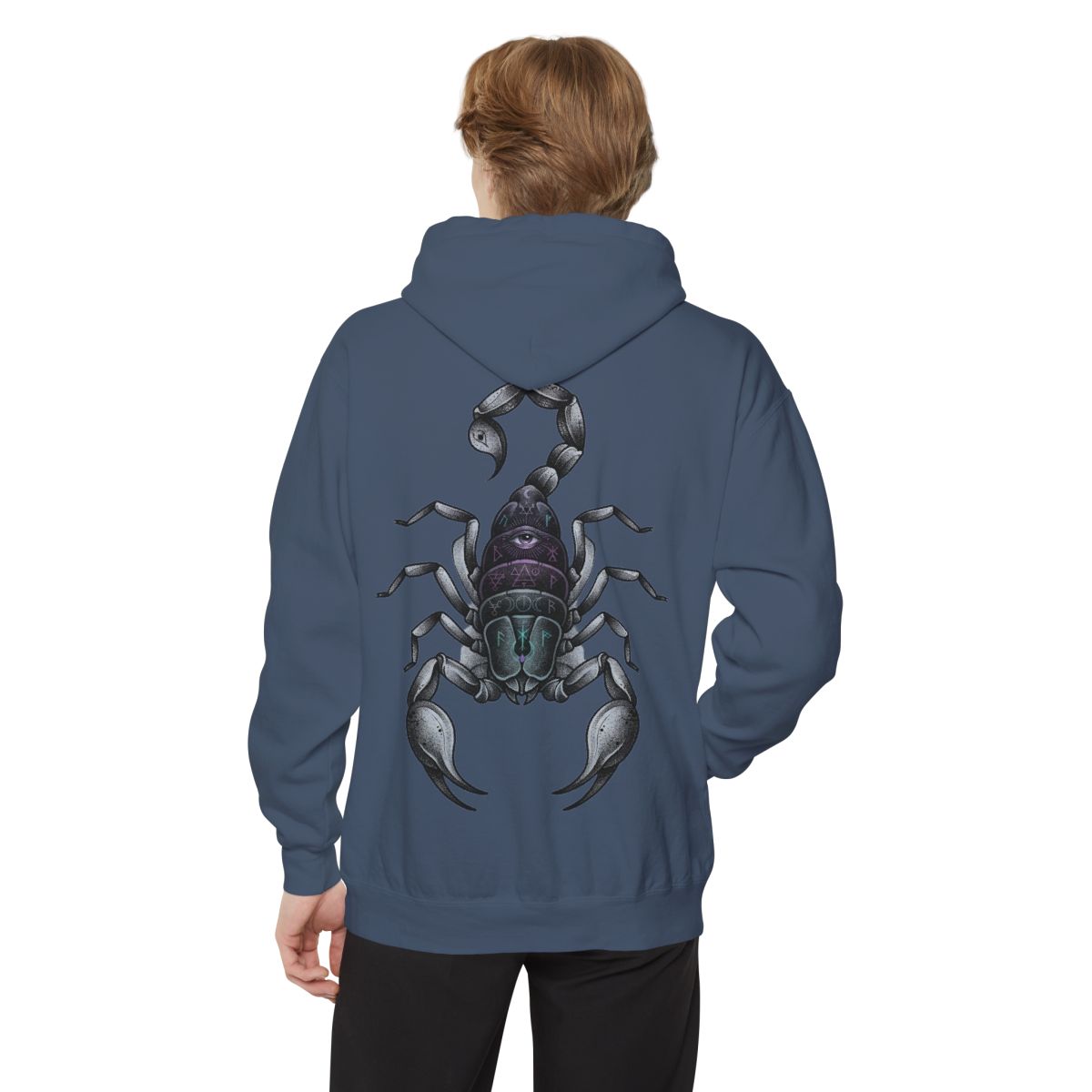 Color: Denim | Scorpio The Mystical Scorpion Garment-Dyed Hoodie