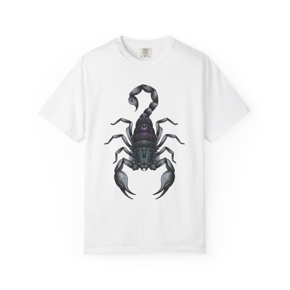 Color: White | Scorpio The Mystical Scorpion Unisex Garment-Dyed Tee