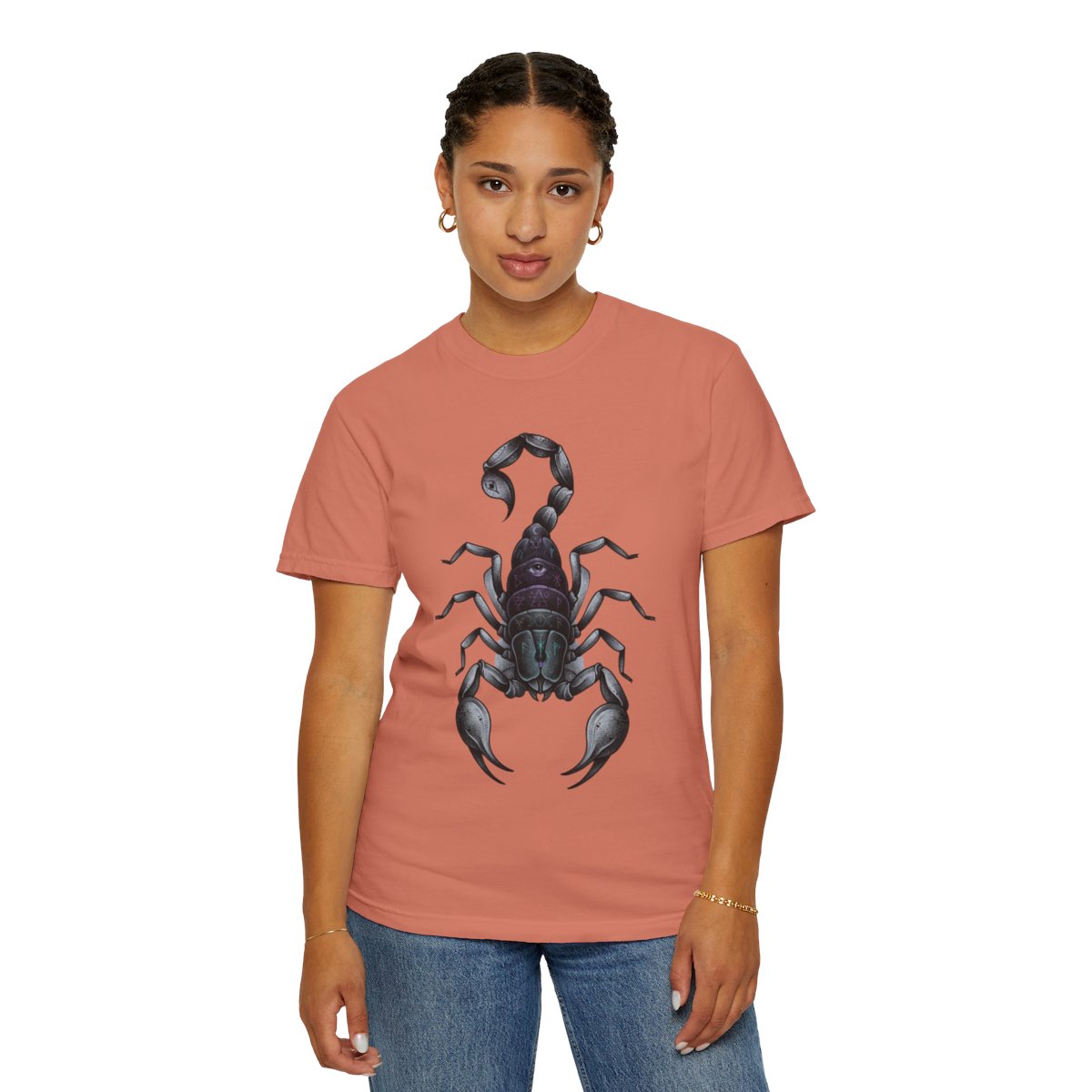 Color: Terracotta | Scorpio The Mystical Scorpion Unisex Garment-Dyed Tee