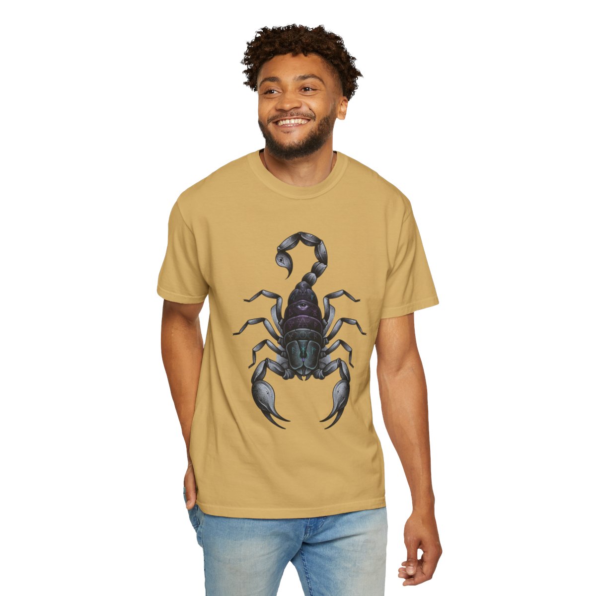 Color: Mustard | Scorpio The Mystical Scorpion Unisex Garment-Dyed Tee