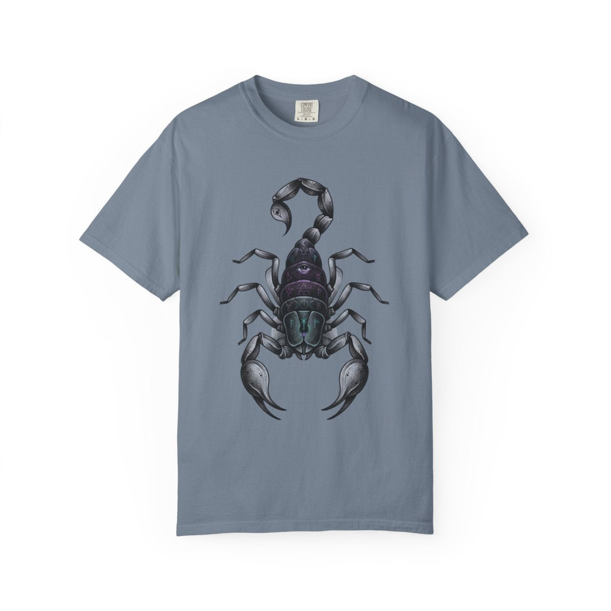 Color: Blue Jean | Scorpio The Mystical Scorpion Unisex Garment-Dyed Tee