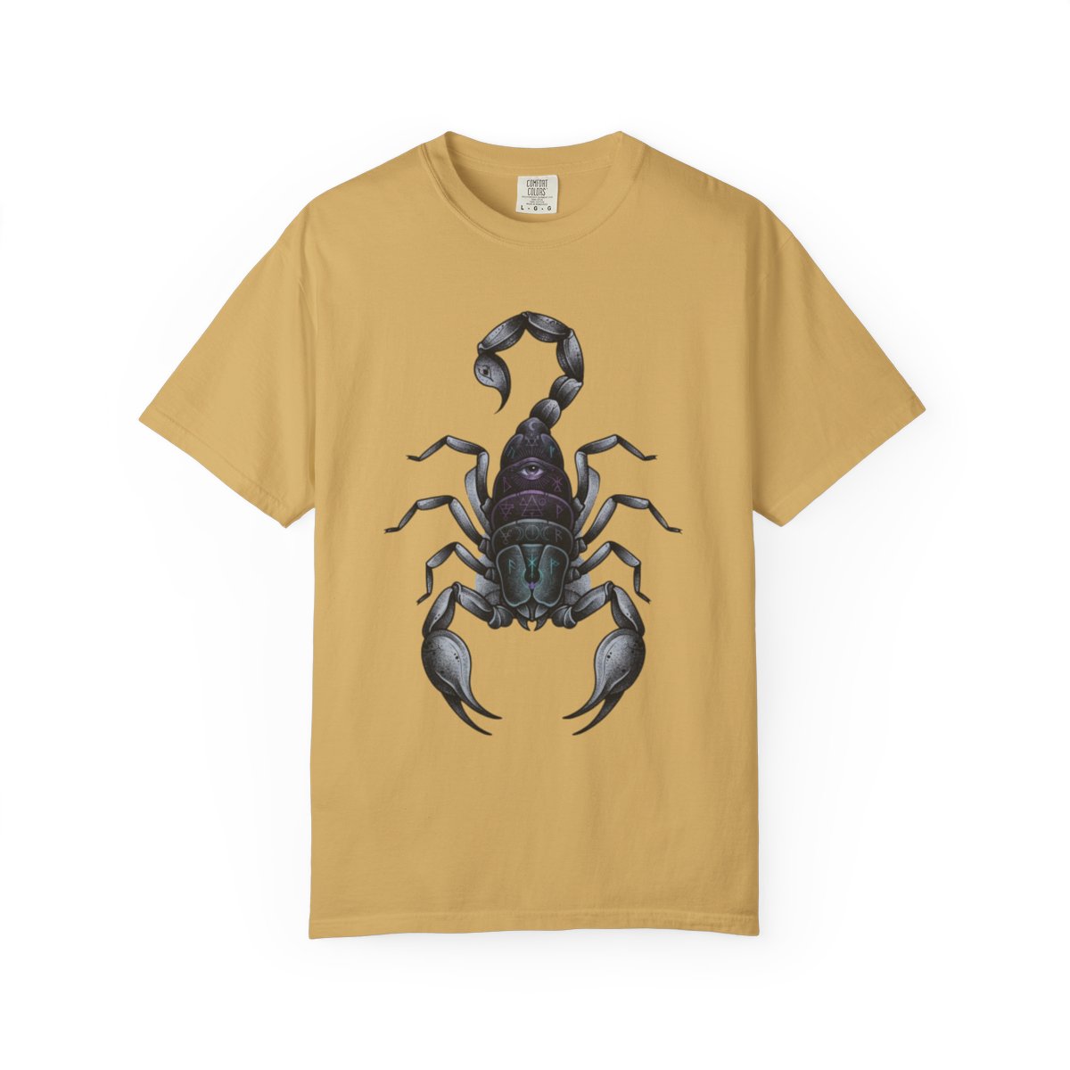 Color: Mustard | Scorpio The Mystical Scorpion Unisex Garment-Dyed Tee