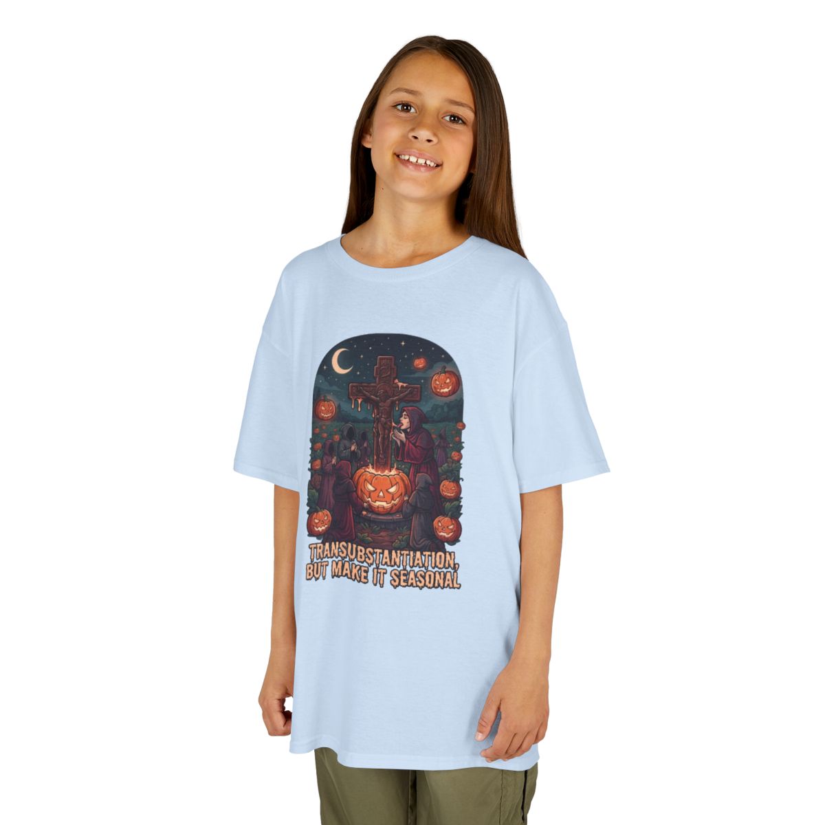 Color: Light Blue | Seasonal Transubstantiation Kids Tee