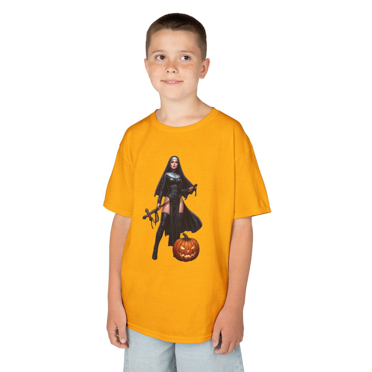 Color: Gold | Sexy Halloween Nun Kids Tee