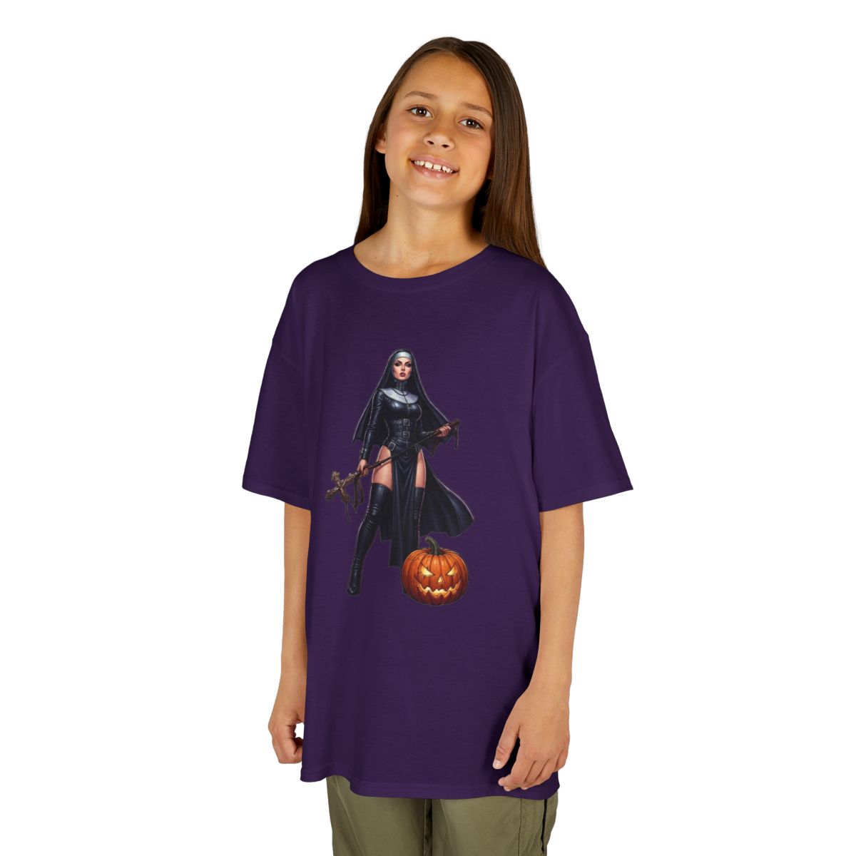 Color: Purple | Sexy Halloween Nun Kids Tee