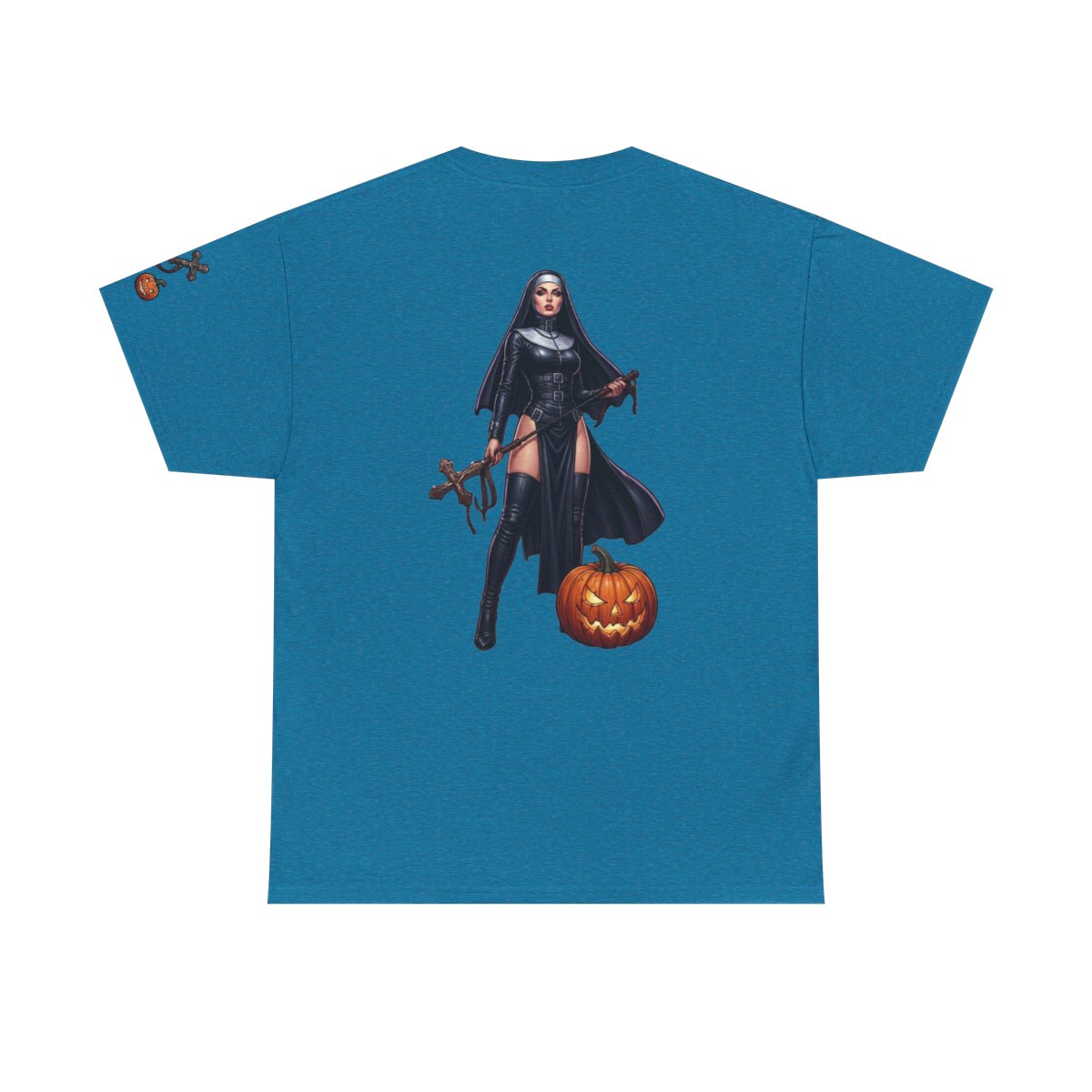 Color: Antique Sapphire | Sexy Halloween Nun Premium Graphic Tee