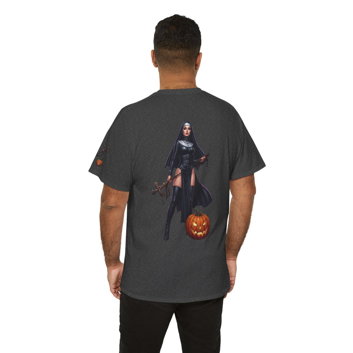 Color: Dark Heather | Sexy Halloween Nun Premium Graphic Tee