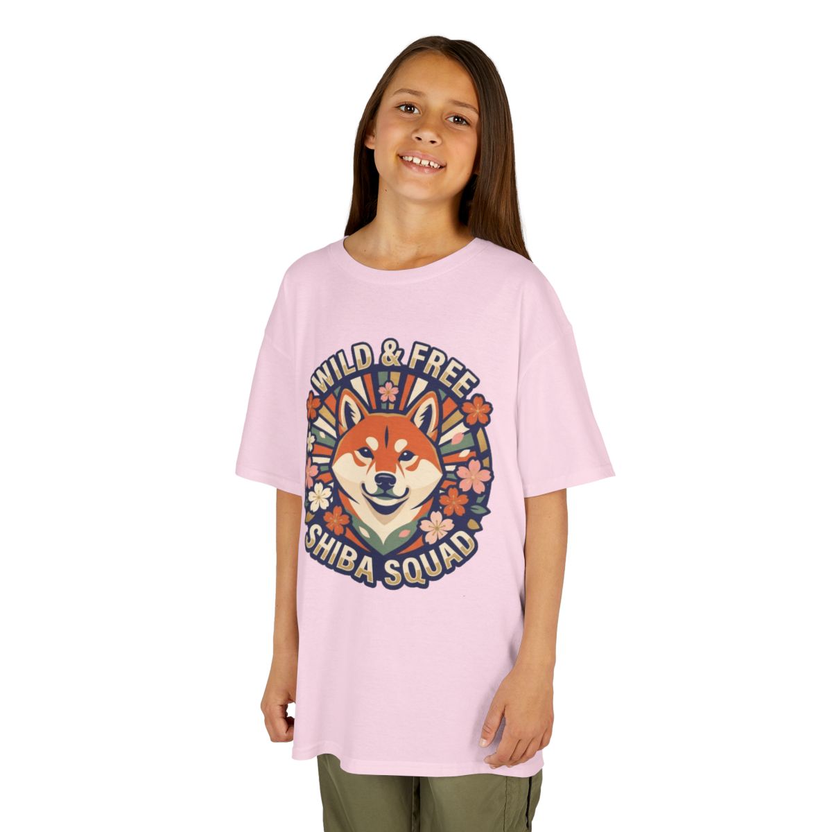 Color: Light Pink | Shiba Squad Kids Tee