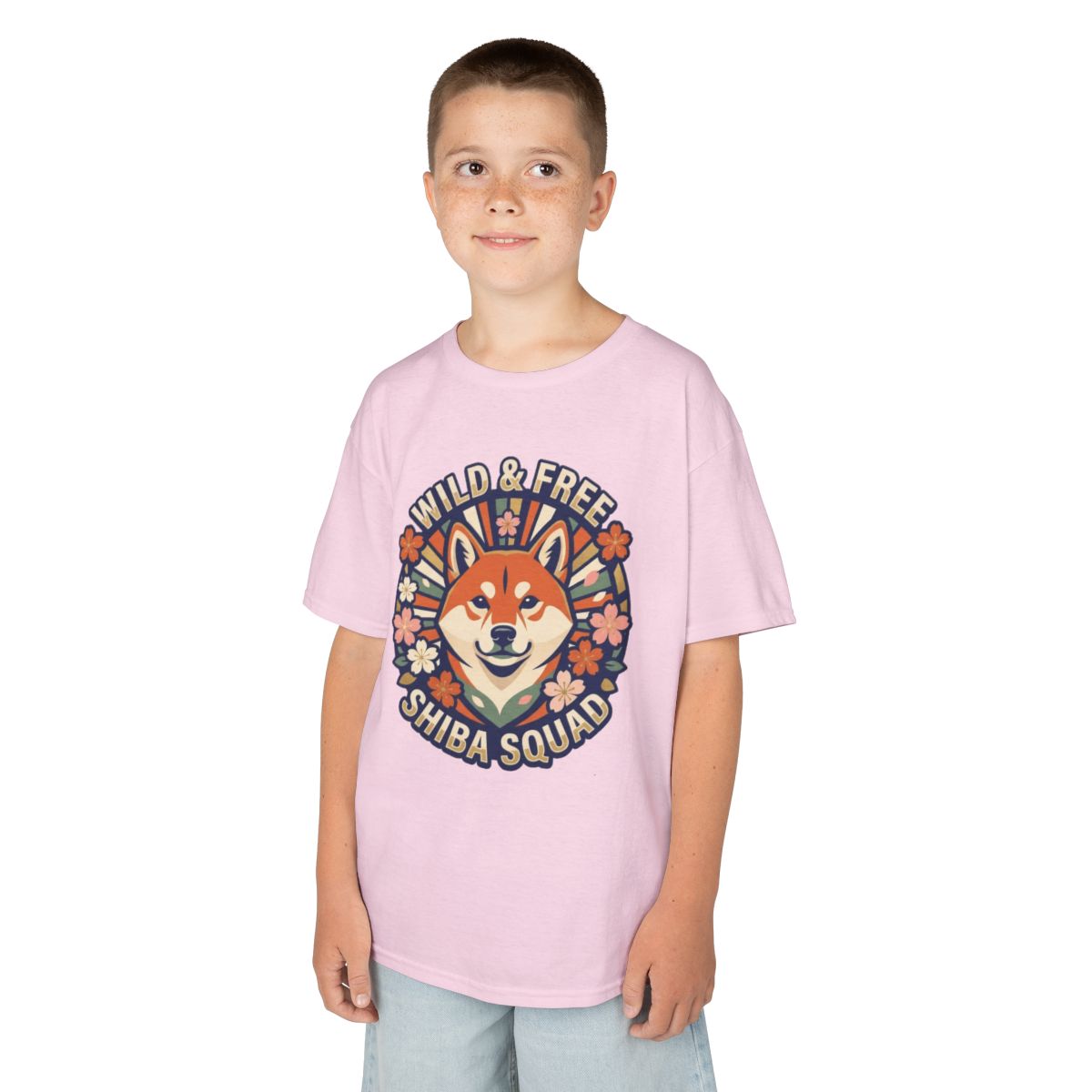 Color: Light Pink | Shiba Squad Kids Tee