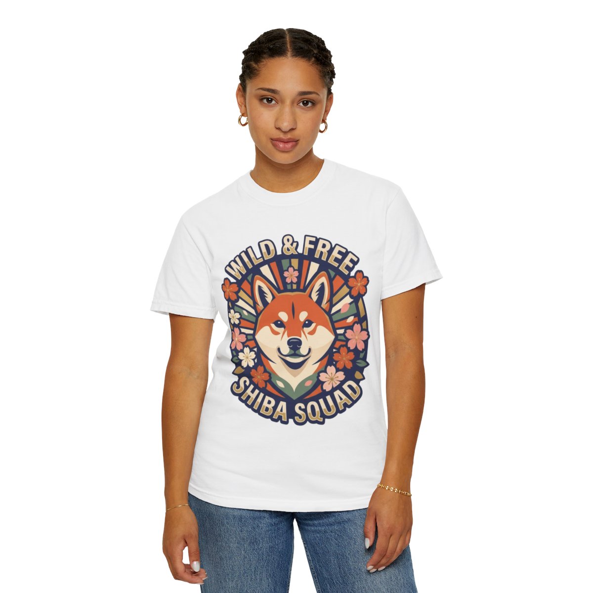 Color: White | Shiba Squad Unisex Garment-Dyed Tee
