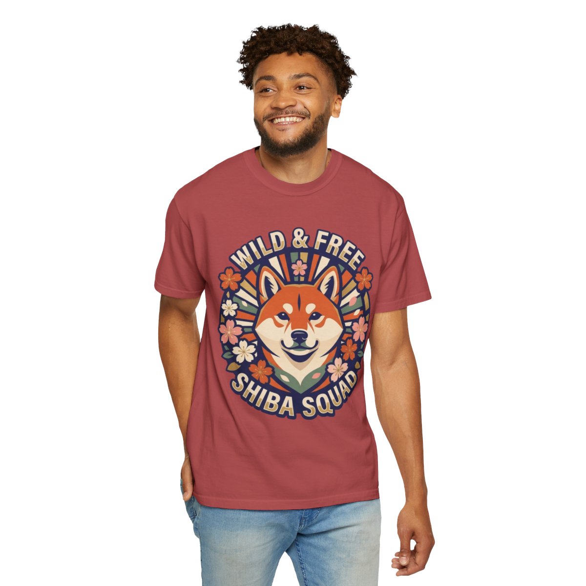 Color: Crimson | Shiba Squad Unisex Garment-Dyed Tee
