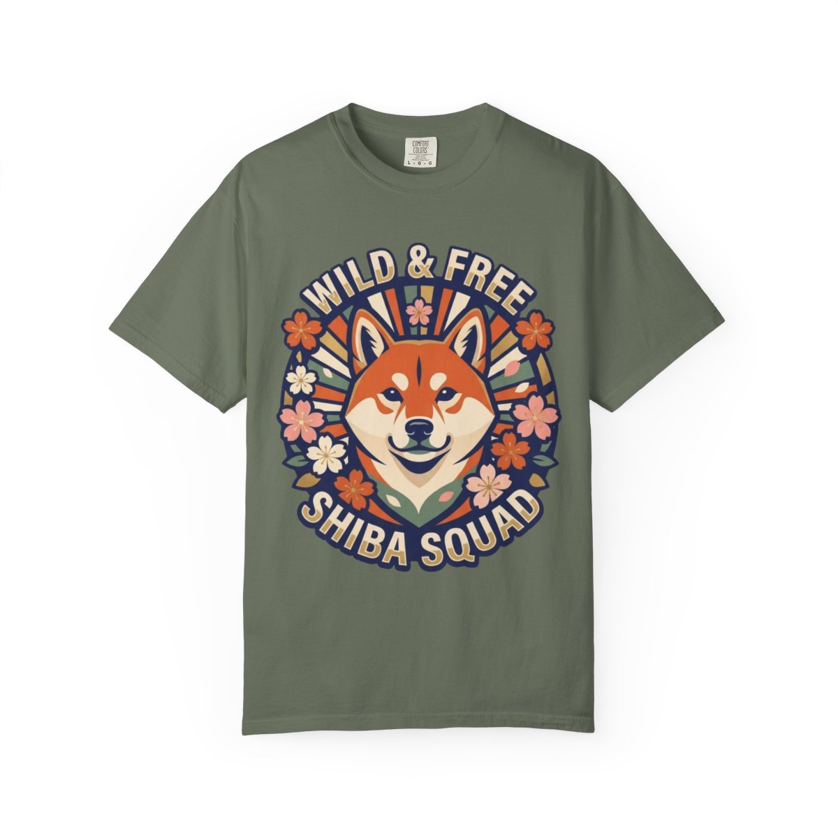 Color: Moss | Shiba Squad Unisex Garment-Dyed Tee