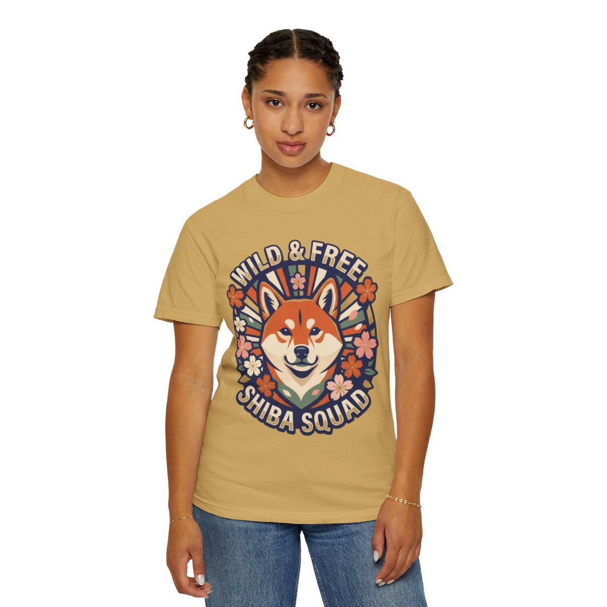 Color: Mustard | Shiba Squad Unisex Garment-Dyed Tee