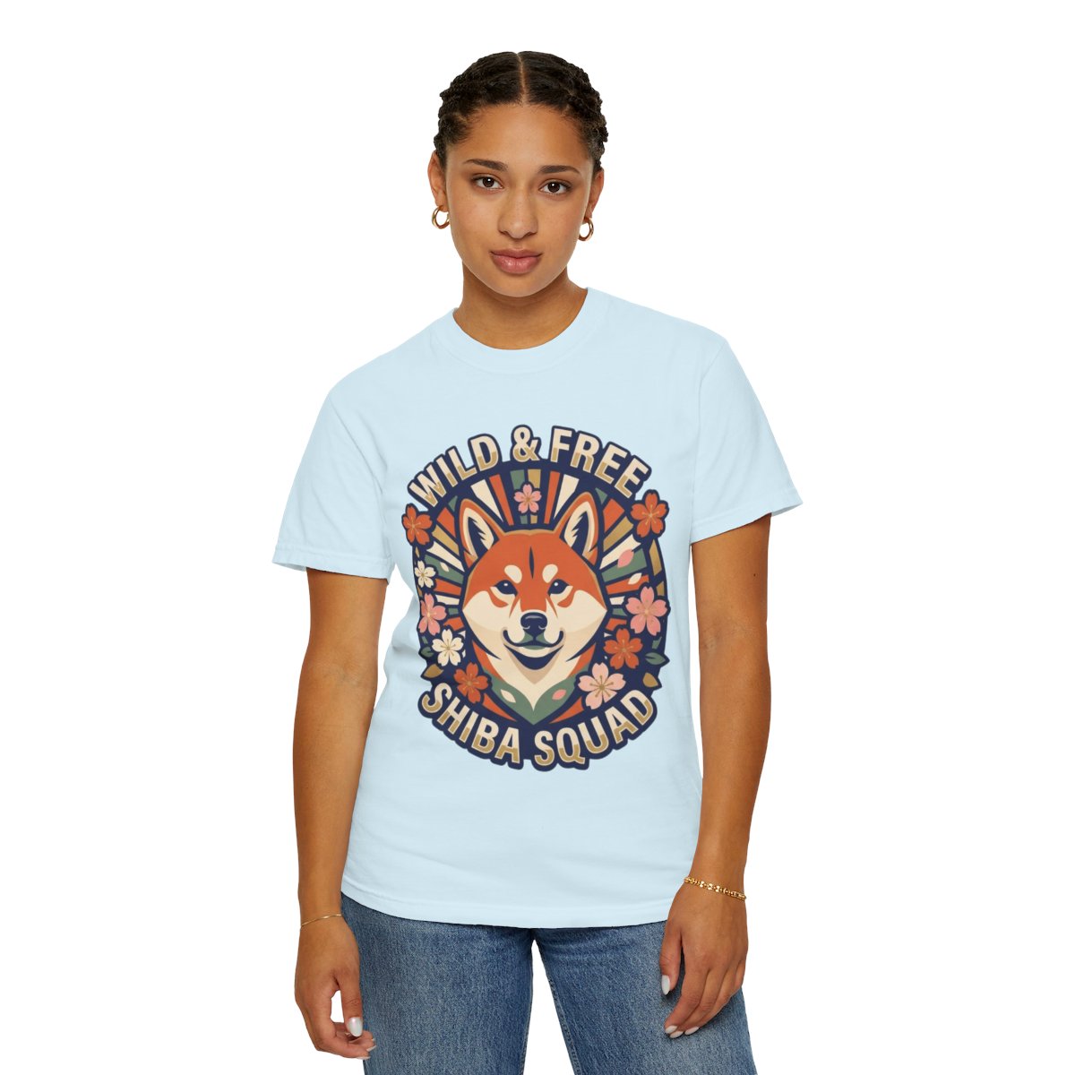 Color: Chambray | Shiba Squad Unisex Garment-Dyed Tee