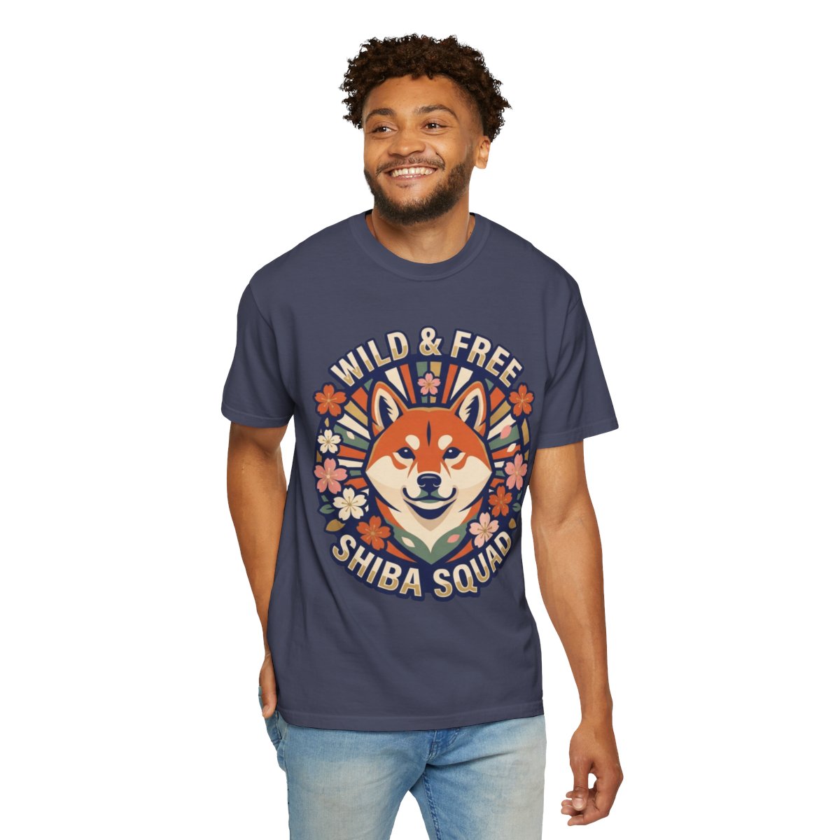 Color: Denim | Shiba Squad Unisex Garment-Dyed Tee