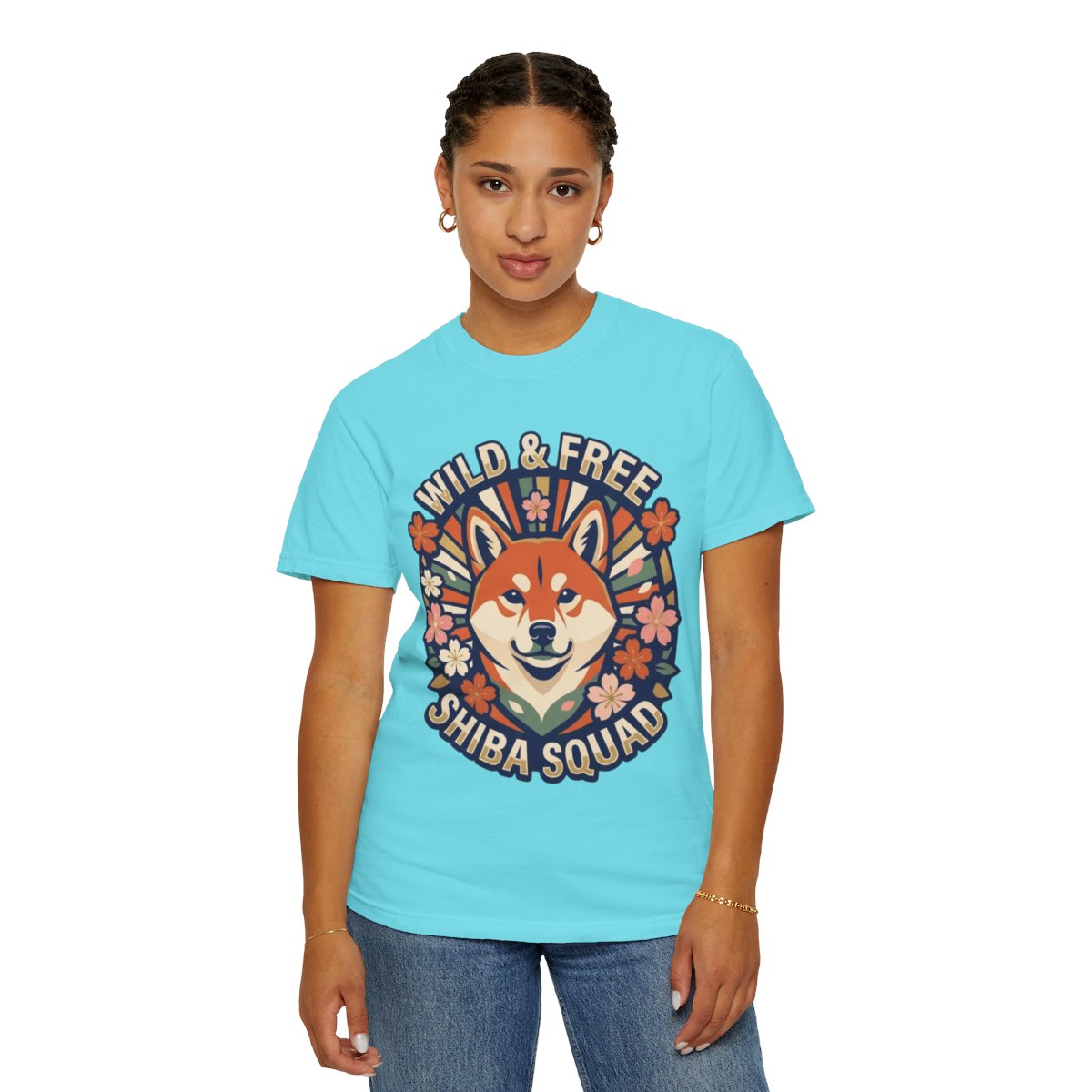 Color: Lagoon Blue | Shiba Squad Unisex Garment-Dyed Tee