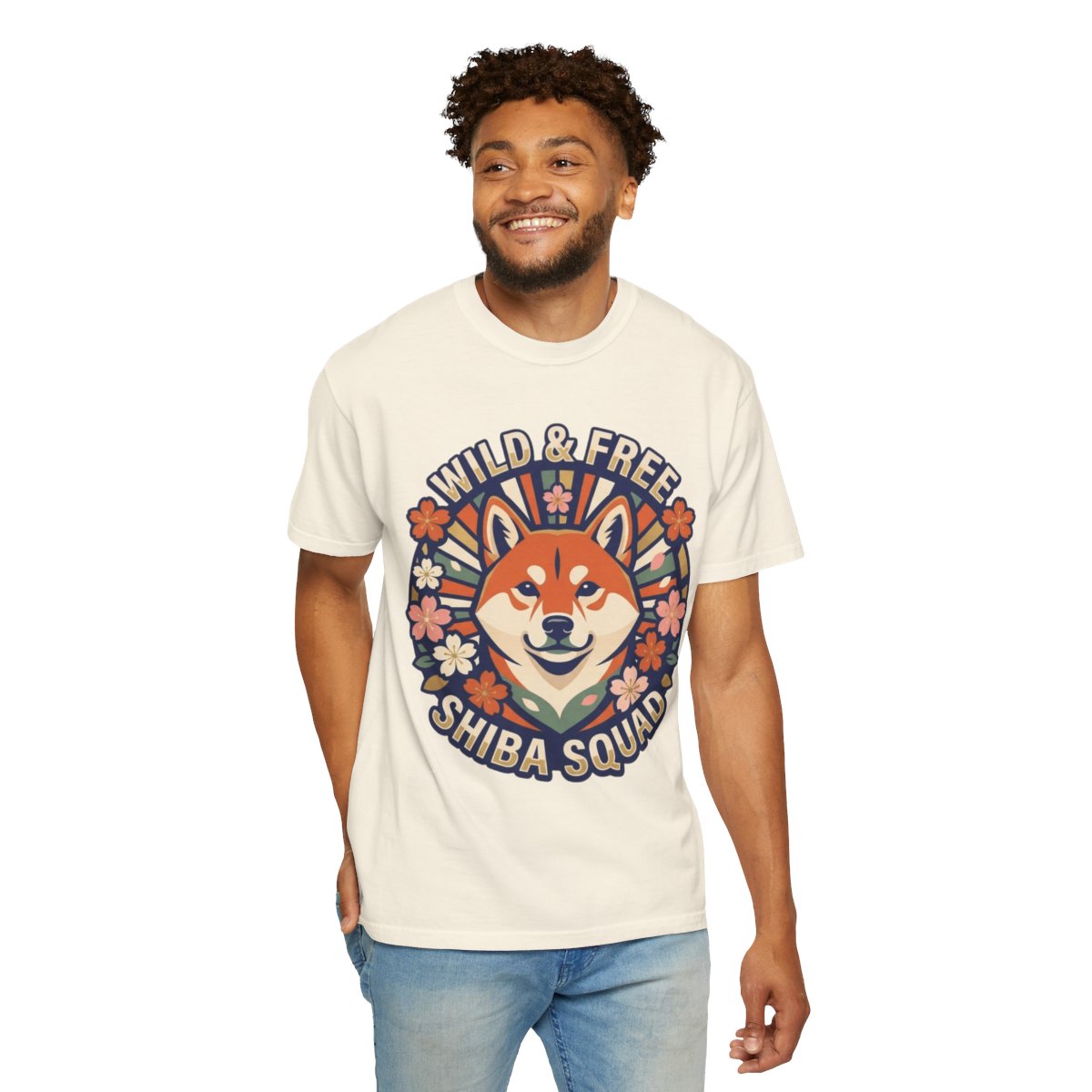 Color: Ivory | Shiba Squad Unisex Garment-Dyed Tee