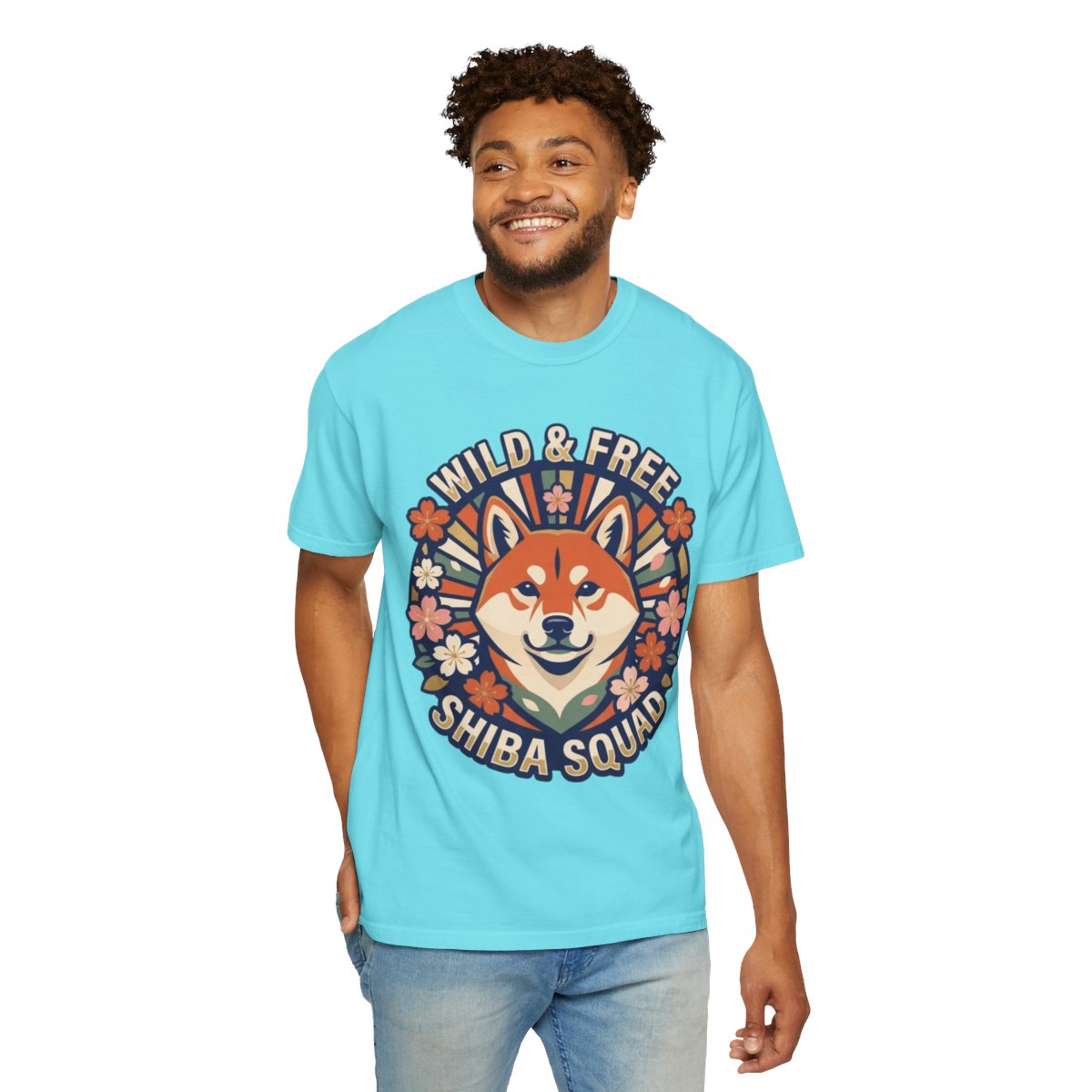 Color: Lagoon Blue | Shiba Squad Unisex Garment-Dyed Tee