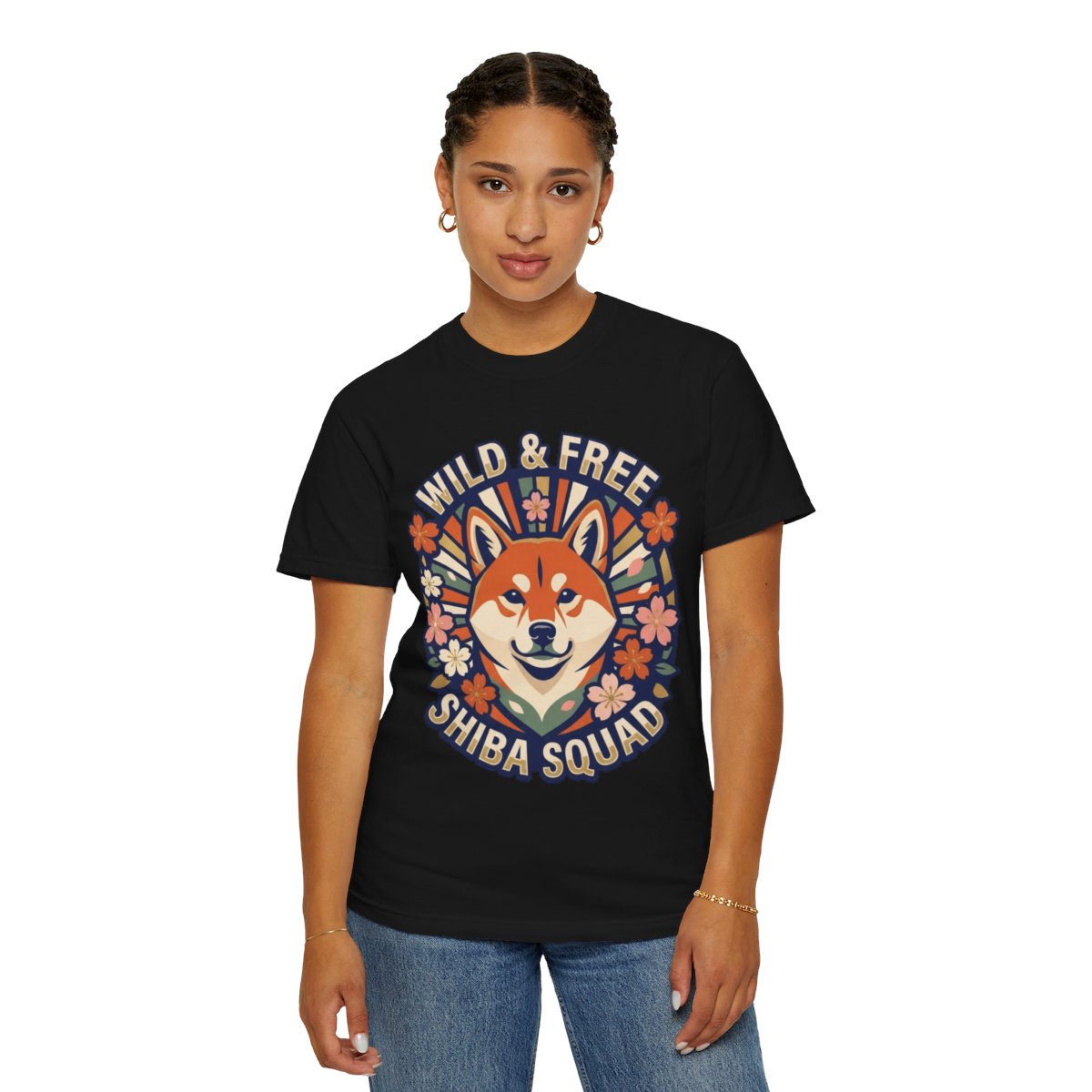 Color: Black | Shiba Squad Unisex Garment-Dyed Tee
