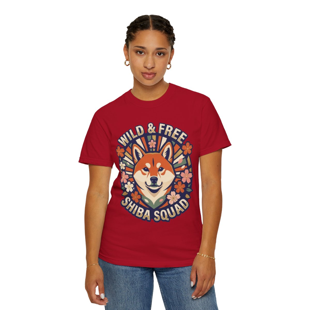 Color: Red | Shiba Squad Unisex Garment-Dyed Tee