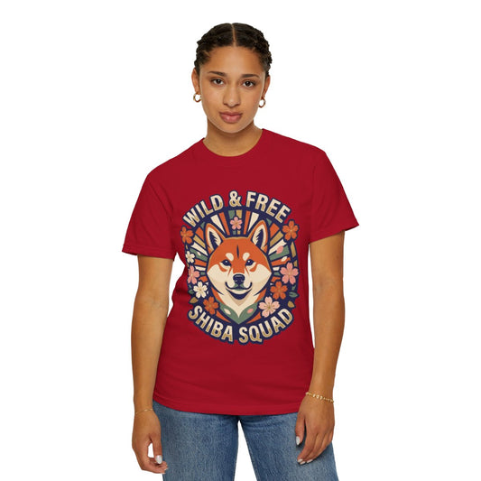 Color: Red | Shiba Squad Unisex Garment-Dyed Tee
