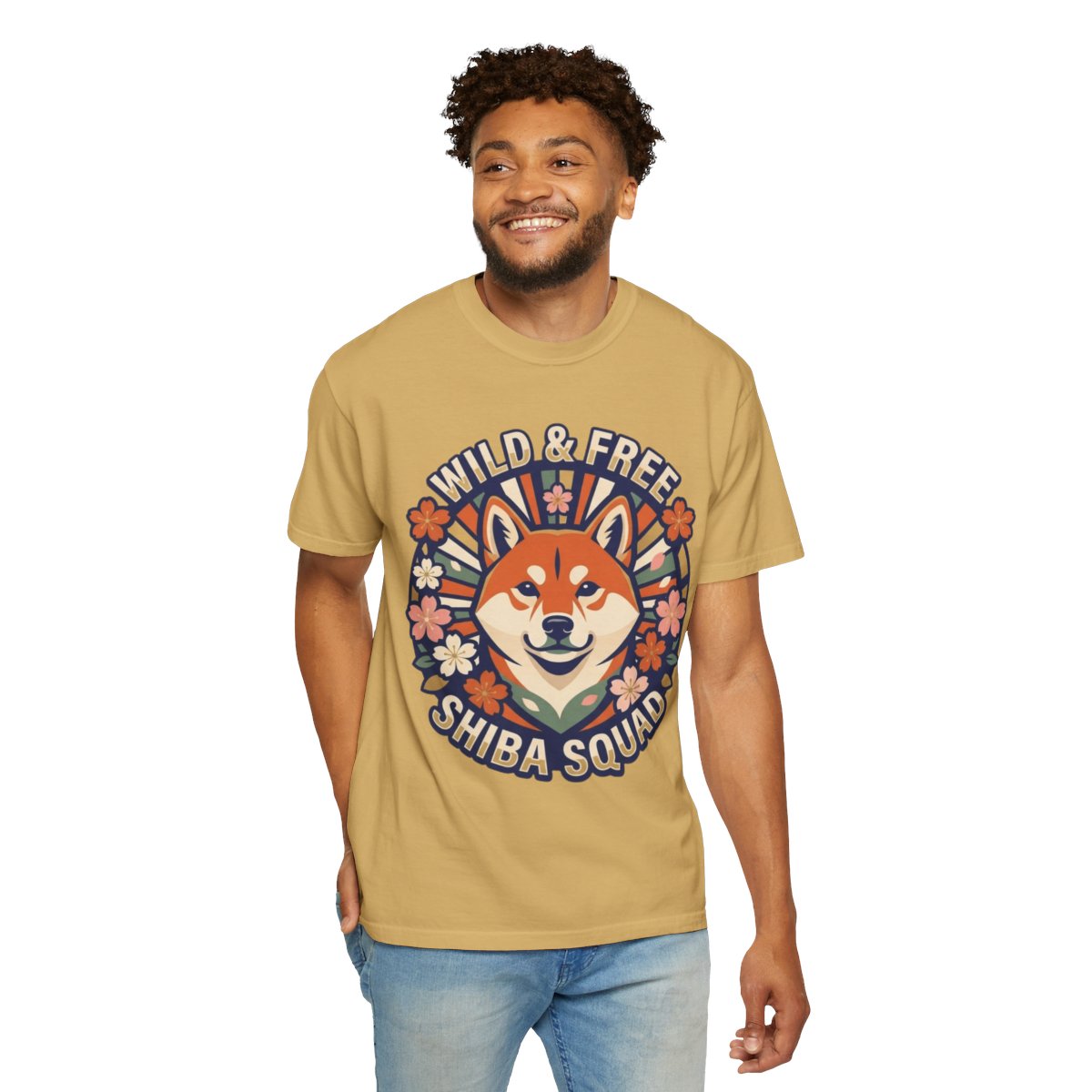 Color: Mustard | Shiba Squad Unisex Garment-Dyed Tee