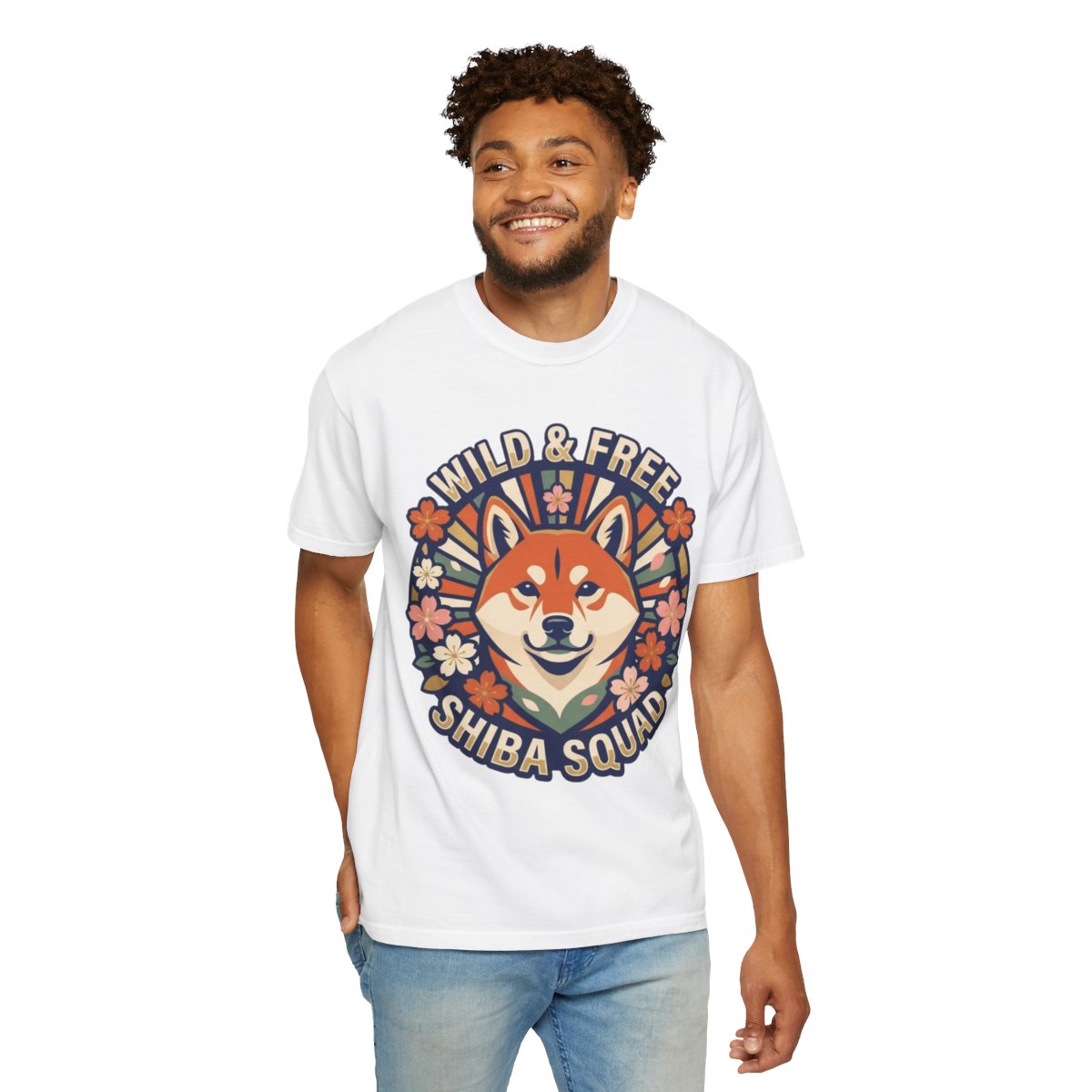 Color: White | Shiba Squad Unisex Garment-Dyed Tee