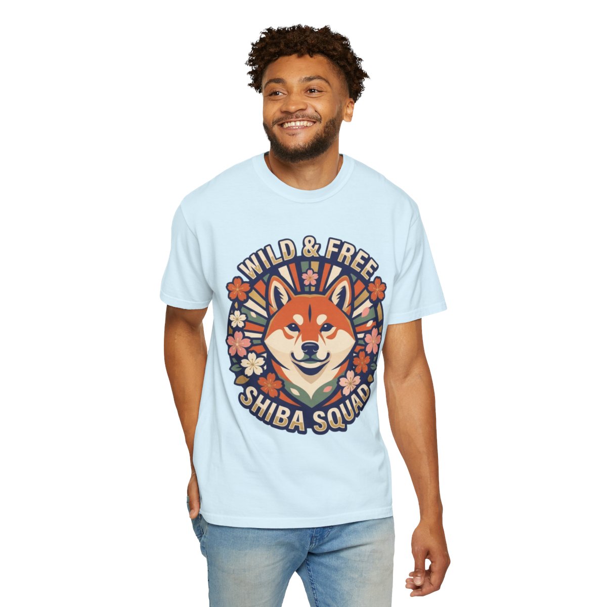 Color: Chambray | Shiba Squad Unisex Garment-Dyed Tee
