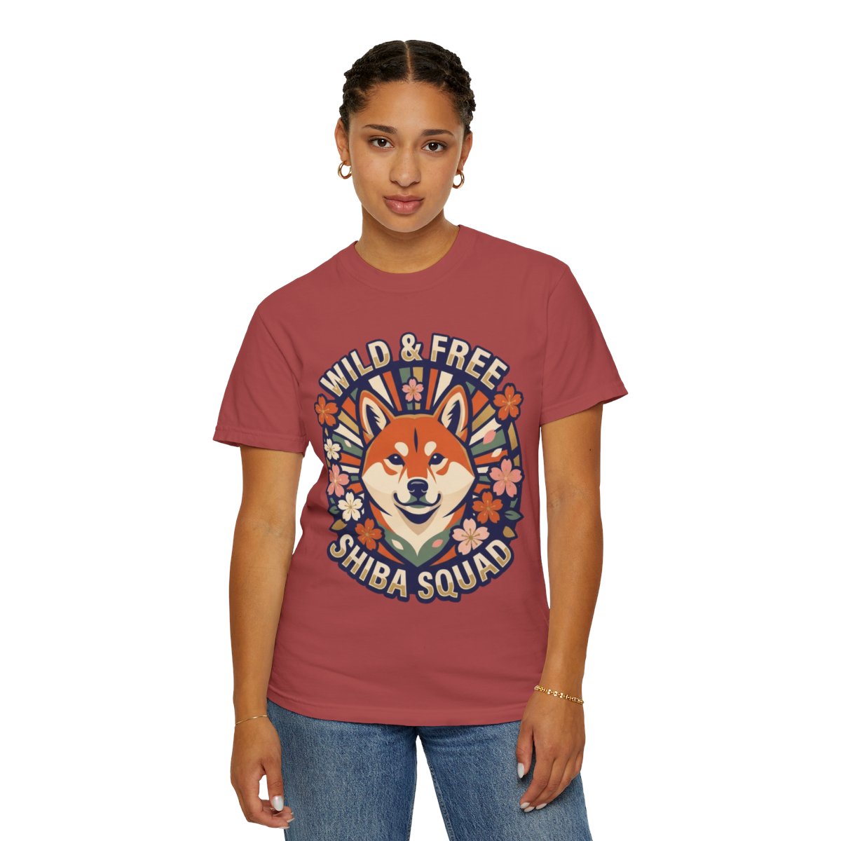 Color: Crimson | Shiba Squad Unisex Garment-Dyed Tee