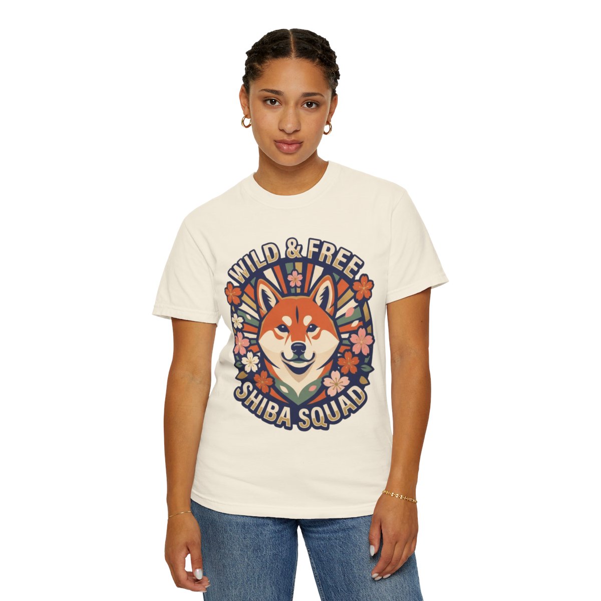 Color: Ivory | Shiba Squad Unisex Garment-Dyed Tee