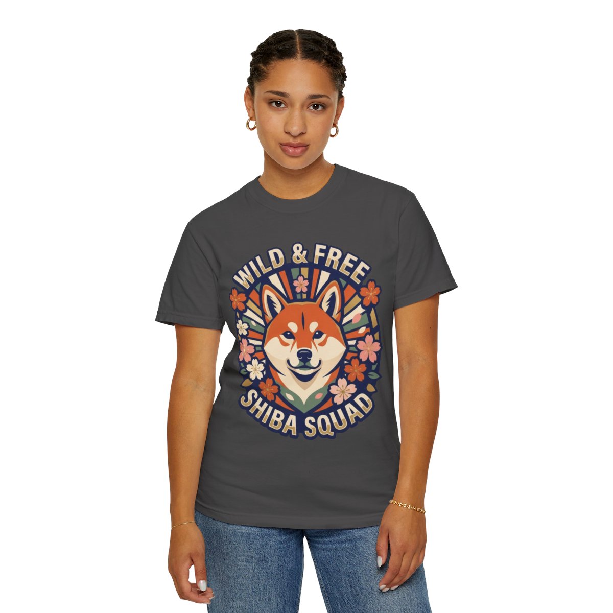 Color: Graphite | Shiba Squad Unisex Garment-Dyed Tee
