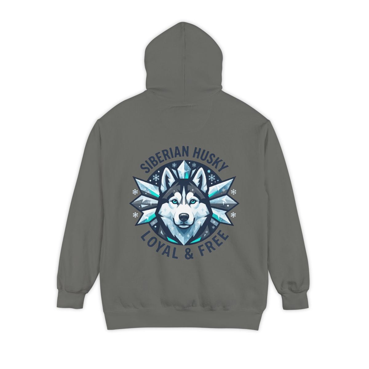 Color: Grey | Siberian Husky Loyal & Free Garment-Dyed Hoodie