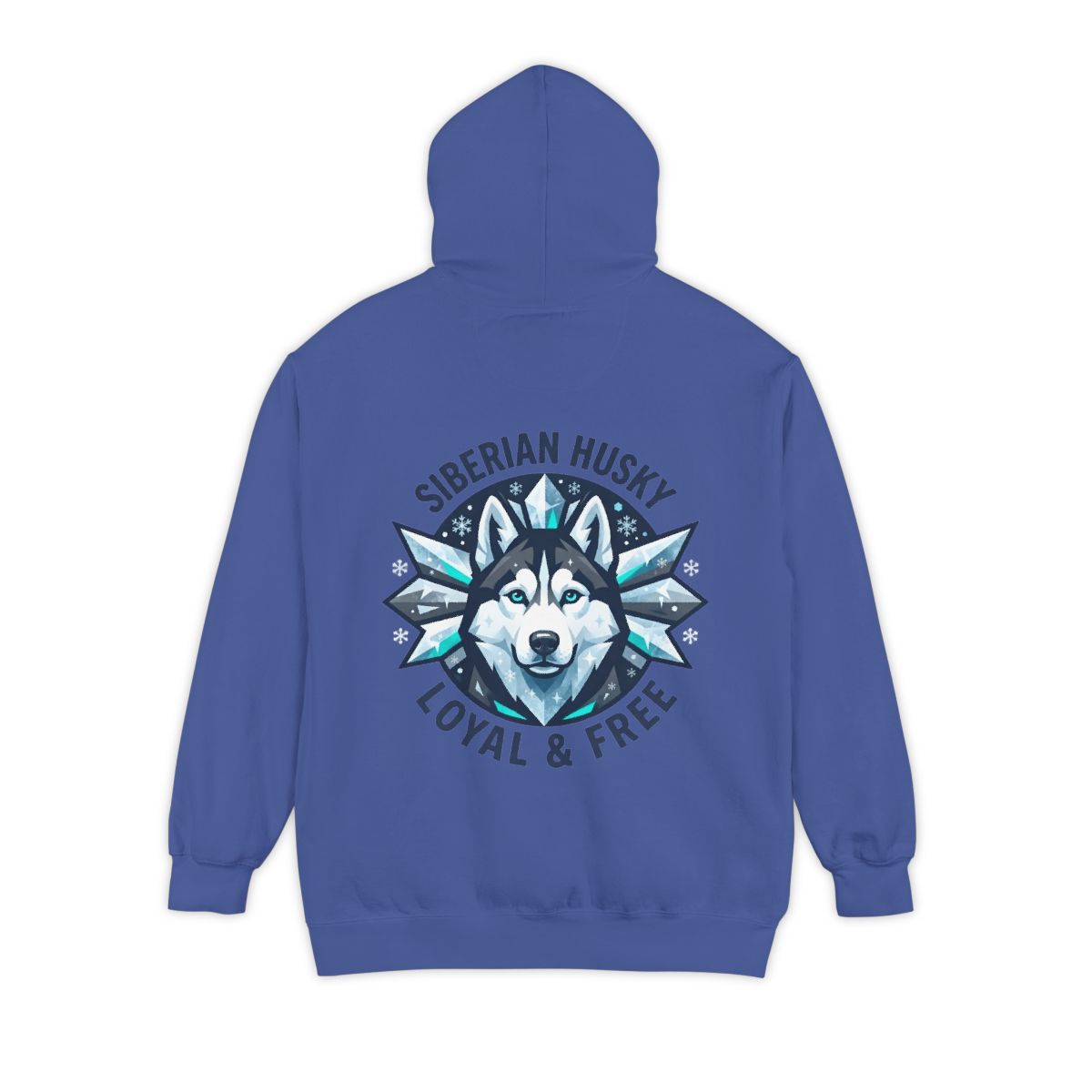 Color: Flo Blue | Siberian Husky Loyal & Free Garment-Dyed Hoodie
